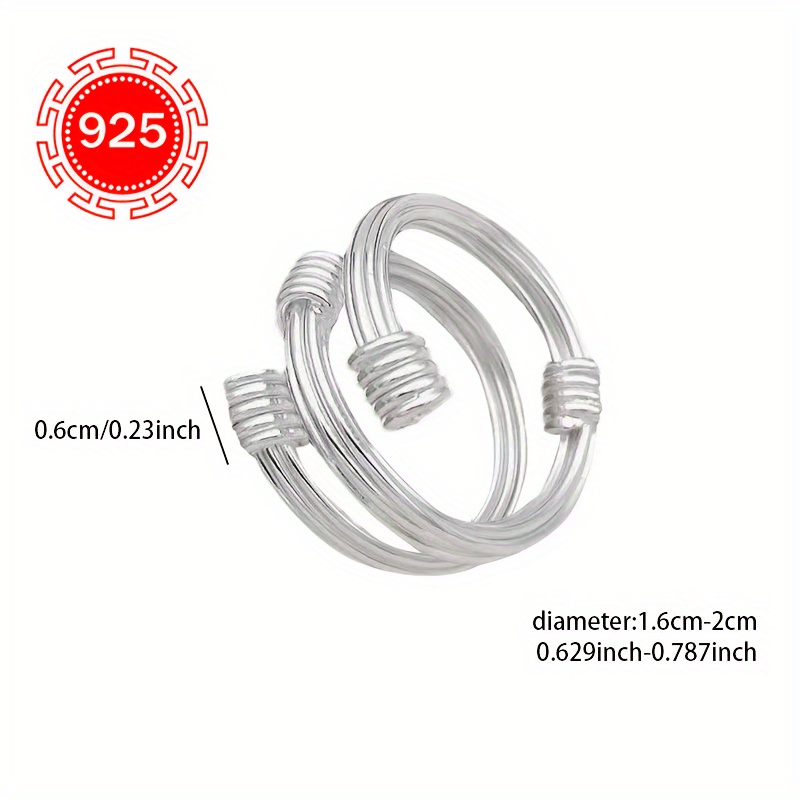925 Silver Double Layer Line Twist Ring Set